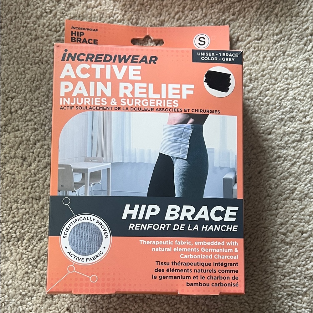 Incrediwear Active Pain Relief Grey Hip Brace. Size Small.